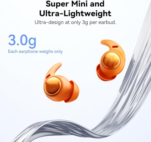 Yworlln Orange NE76 Wireless Bluetooth Earbuds with AI Translation, Sleep-Friendly Design for Side Sleepers & Travel