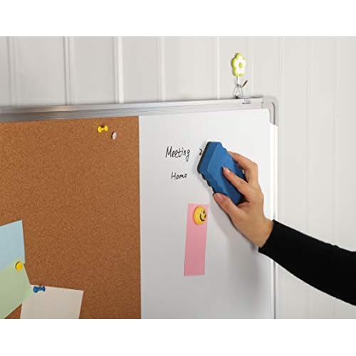 Combination Whiteboard Bulletin Board Set - Dry Erase/Cork Board 30x20 in with 1 Magnetic Dry Eraser, 4 Markers, 4 Magnets and 10 Thumb Tacks - Combo Tack Board White Board for Home Office Desk