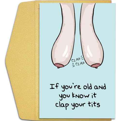 Qiliji Funny Birthday Card for Women, Rude Birthday Card for Her, 40th 50th 60th 70th for Female Friend, Naughty Old Age Birthday Card for Wife Sister Bestie Mom