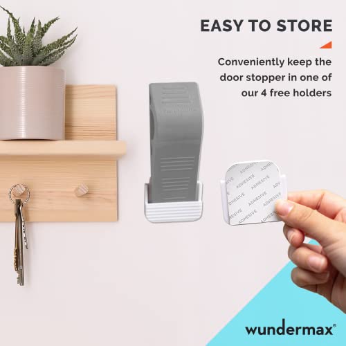 Wundermax 3 Pack Rubber Door Stoppers for Bottom of Door – Gray, Works on Carpet, Wood, Tile & Concrete