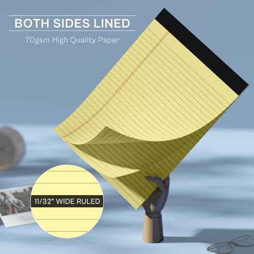 Legal Pads 8.5 x 11 Wide Ruled Notepads 20 Pack 30 Sheets Perforated Double-Sided Printing Yellow Notepads Lined Pad Letter Size Writing Pads 70gsm Recycled Paper Legal Ruled Universal Writing Pad