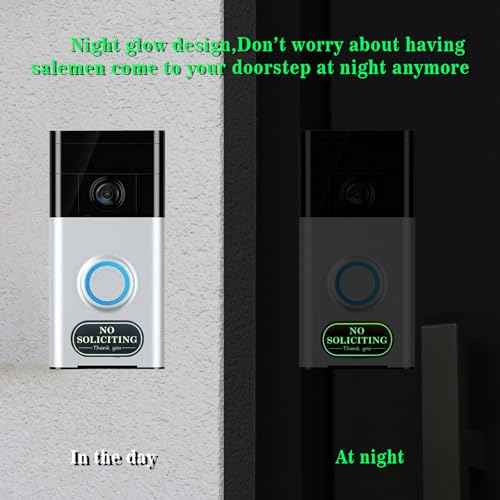 Small No Soliciting Sign for House,6 Pcs No Soliciting Sign,with Glow in The Dark Stickers,Tiny Size Perfect for Video Doorbell,Compatible with Most Doorbells
