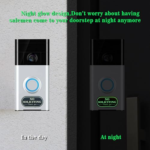 Black 1.4x0.7 Inch No Soliciting Sign for House with Glow-in-The-Dark Stickers, 6 Pcs