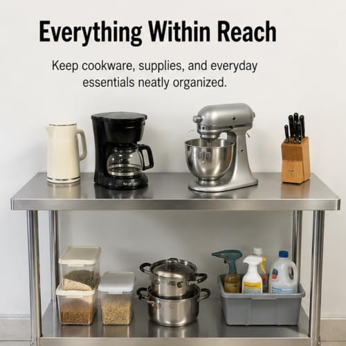 Stainless Steel 24 x 48 Inch Heavy-Duty Prep Table with Undershelf – Reinforced Kitchen Work Table