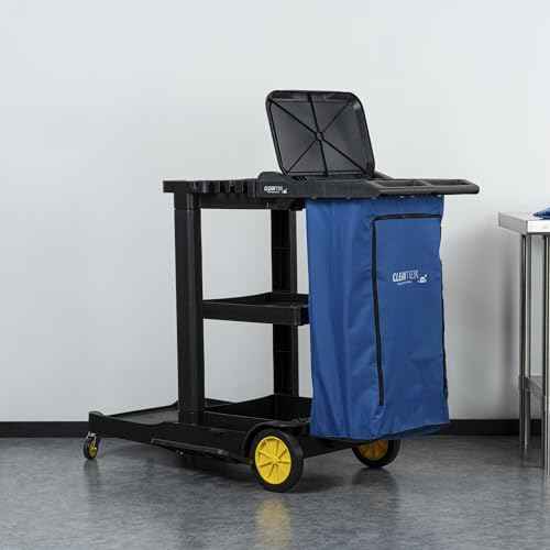 Restaurantware-Janitor CART Bag ONLY: Clean Tek Professional 16.93 x 10.63 x 29.53 Inch Janitorial Bag, 1 Heavy-Duty Receptacle - Janitor Cart Sold Separately, Durable, Blue Plastic Replacement