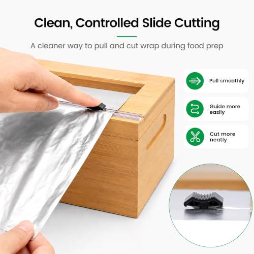 Libreshine Bamboo 18 Inch Commercial Plastic Wrap Dispenser with Cutter