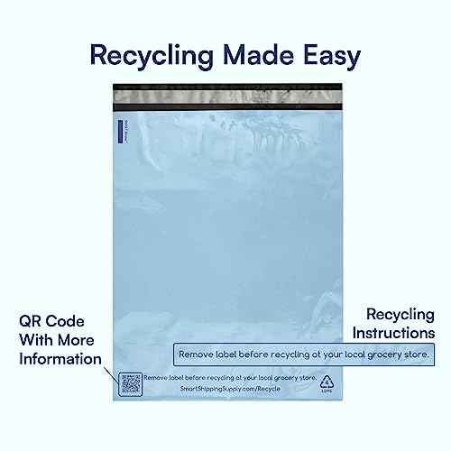 100 Count, 12x15.5 inch 100% Recycled Poly Mailers Eco Friendly Packaging Envelopes Supplies Mailing Bags 2.5 Mil Thick - SMART Mailer