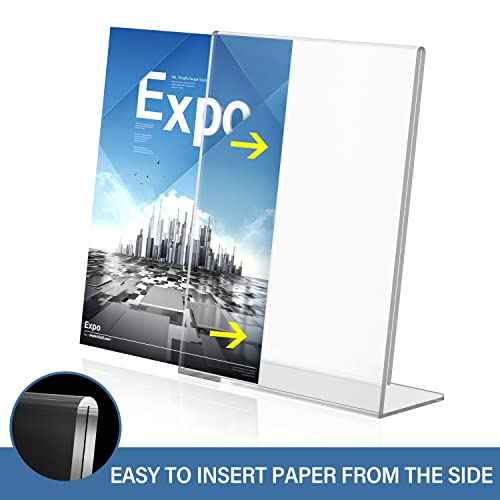 Relx Acrylic Sign Holder 8.5 x 11, Slant Back Acrylic Display Stand, Clear Frames Plastic Sign Holder for Store, Restaurant (12 Pack)