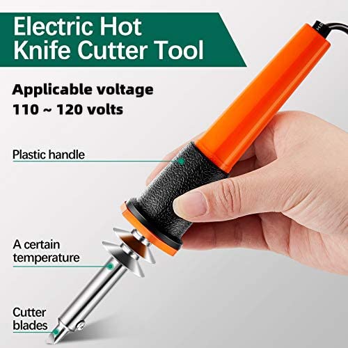 Orange Electric Hot Knife Cutter Kit with 16 Blades for Plastic Work
