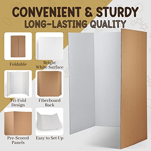 Emraw 36" x 48" White Tri-Fold Presentation Board Pack of 2 - Portable Display