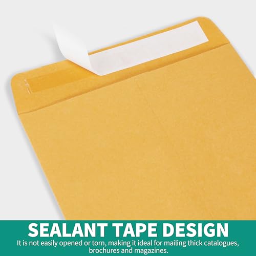 Tlpmsk 9x12 Brown Kraft Envelopes 24 Pack - Self Seal Stay Flat Shipping Mailers for Documents Photos Letters