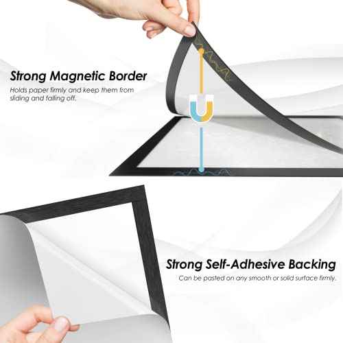 MaxGear 10 Pack Magnetic Sign Holder 11 x 17 with Magnetic Border£¬Self Adhesive Wall Mount Sign Holder Display Picture Frames Window Document Poster Paper Flyer Holder for Home Office Store