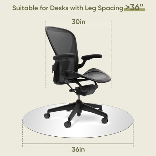 Round Office Chair Mat for Carpet & Hardwood, Upgraded 36" x 36" Dual Use Tempered Glass Chair Mat for Chair and Footrest Under Desk