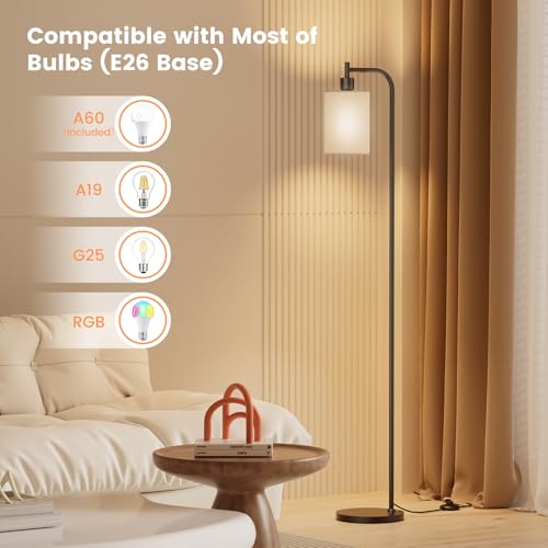 Beige SIBRILLE Dimmable Floor Lamp with Linen Shade, Remote & 3 Color Temps