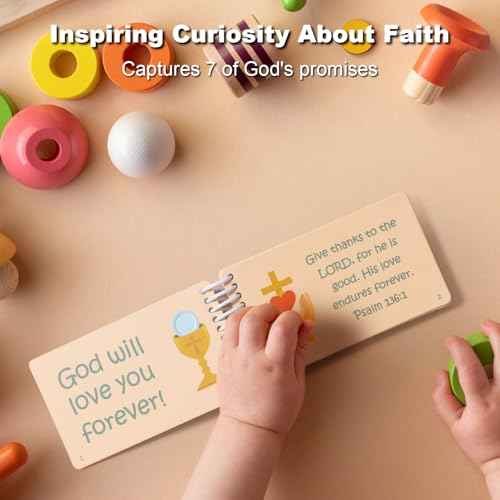 God's Promises Book 5¡¿3¡¿0.5 in - Baptism Gifts Idea for Boys Girls Baby Kid Godson Goddaughter from Godmother, First Birthday Gift Christian Baby Books First Bible Grandson Granddaughter Baby Shower