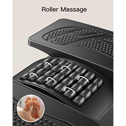 HUANUO Foot Rest Under Desk, Adjustable Ergonomic Footrest for Under Desk at Work or Gaming with Massage Texture and Roller, 20 Degree Tilt Angle Adjustment, Foot Stool for Office, Home