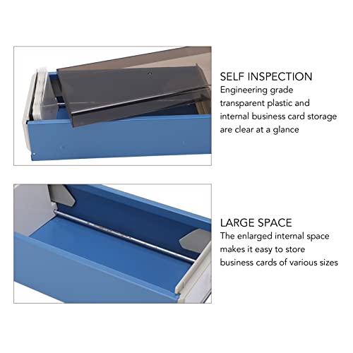 Index Card Box,Card File Holder Organizer Metal Base Heavy Duty Enlarged Space Transparent Plastic Sliding Design Credit Card Box for Index Cards Acrylic