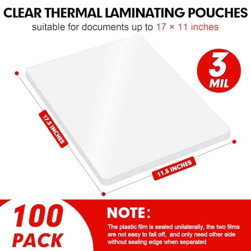 Laminating Sheets, 100 Pack Clear Thermal Laminating Plastic Paper Hold 11 x 17 Inch Sheet, 3 Mil Lamination Sheet Paper for Laminator, Round Corner