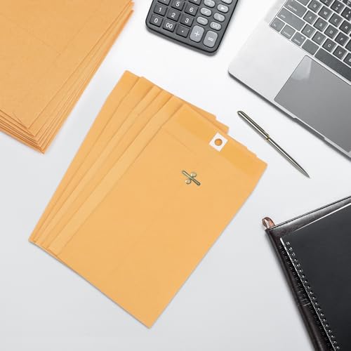 Yellow 5x7.5 Inch Manila Clasp Envelopes - 50 Pack, Kraft Paper with Metal Clasp & Gummed Seal, Office & Mailing Use