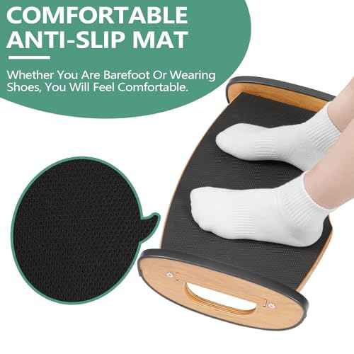 Solid Wood Foot Rest for Under Desk at Work - Ergonomic Foot Stool Under Desk,Rocking Foot Rest with All-Non-Slip Mat for Feet Support Leg Under Stools Footrest for Home Office Gaming