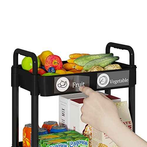 Laiensia Multifunction Utility Rolling Cart, 5-Tier Plastic & Metal Storage Organizer, Black, Lockable Wheels, Modern Style, Indoor Use