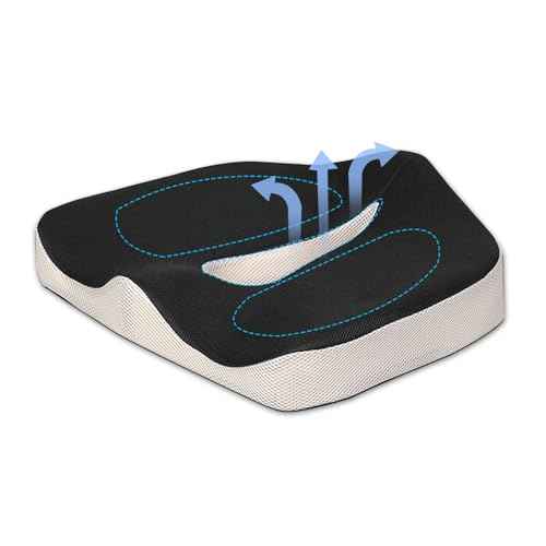 Seat Cushion for Office Chair & Car, Memory Foam Coccyx Cushion for Tailbone Pain Relief, Ergonomic Chair Pad with Non-Slip Cover & Handle, Sciatica Cushion for Office, Gaming Chair, Wheelchair
