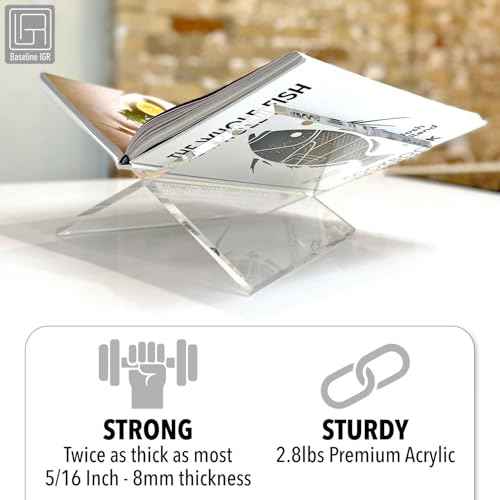 Large Clear Acrylic Book Stand, 12.5" x 9.5" x 5.5¡±, Acrylic Book Holder, Open Bookstand for Display and Reading Cookbooks, Art Books, Bibles, Magazines - Home and Office