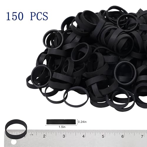 HAIDIBAO Rubber Bands 150pcs 1.5in Black Elastic Bands for Cords & Cables