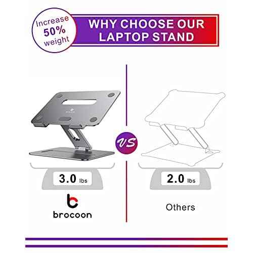 Adjustable MacBook Laptop Stand for Desk | Ergonomic Aluminum Laptop Riser with Heat-Vent, Compatible for 10-17" Laptops, Space Grey