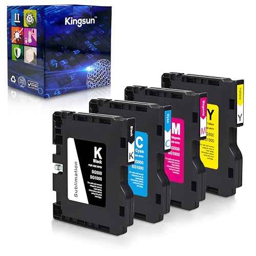 SG500 SG1000 3.6.0 Upgraded Chip Sublimation Ink Cartridge Compatible for Sawgrass Virtuoso SG500 SG1000 Printers No A&B Series (Black, Cyan, Magenta, Yellow)