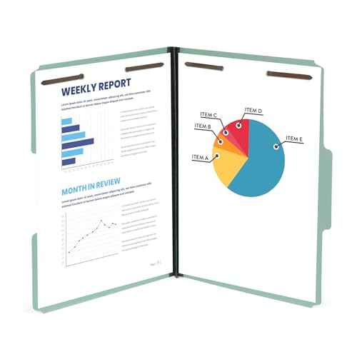 Blue Summit Supplies Pressboard File Folder, 1 Inch Expansion, Top-Tab, Letter Size, Gray/Green 25 Pack