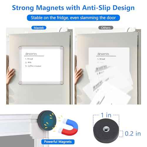 Magnetic Dry Erase Board for Refrigerator, 13.8"x11.8" Small Whiteboard with Magnets, Mini Memo Boards for Kitchen, No-Scratch Rubber Coating & Easy-Clean Surface for Fridge, Wall, Locke