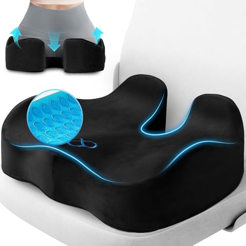 CushyOasis Gel Memory Foam Seat Cushion for Office & Wheelchair, Large Black