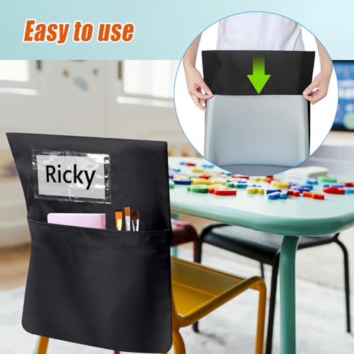 Chair Pockets for Classroom 24 Pack 16.8 x 19 inches Chairback Buddy Pocket Chart Seat Back Organizer Student Storage with Lable Slot for Classroom Kindergarten School Home (24)