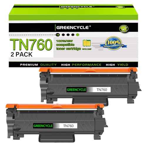 TN760 Compatible Toner Cartridges Replacement for Brother TN-760 TN730 TN-730 High Yield to Use with MFC-L2710DW MFC-L2750DW HL-L2350DW HL-L2370DW HL-L2395DW HL-L2390DW DCP-L2550DW (2 Pack)
