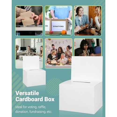 Uniclife 3 Pack Ballot Boxes with Slot 6.5" x 4.5" x 4.5" Suggestion Boxes Donation Box for Fundraising White Cardboard Box with Removable Header for Business Voting Collecting Card Charity