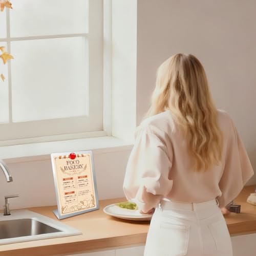 2 Pack Magnetic Bulletin Boards with Stand - Metal Memo & Menu Display, Stainless Steel, 8 x 6 Inches