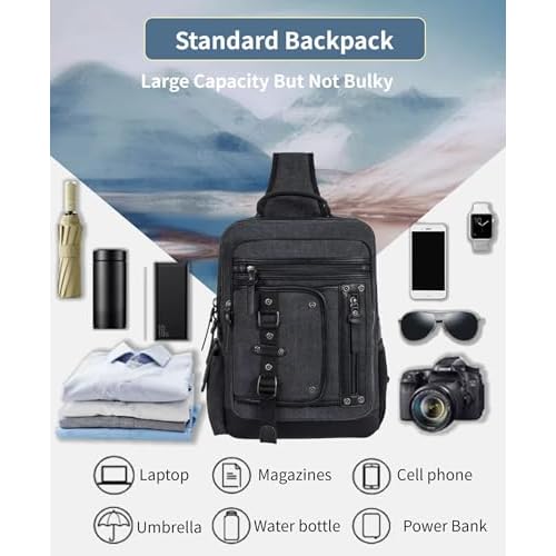 Schkleier Messenger Bag for Men Canvas Sling Bag Crossbody Backpack Laptop Shoulder Bag Hiking Daypacks Casual Tactical