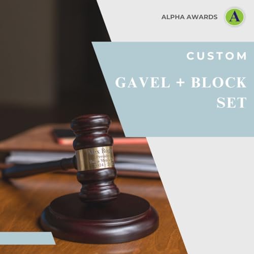 Personalized Wooden Gavel and Sound Block Set - Custom Engraved Judge & Office Decor