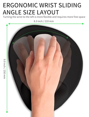 Basibutok Dark Night Black Ergonomic Palm & Wrist Mouse Pad with Memory Foam