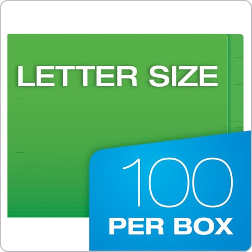 Pendaflex Color End Tab Folders, Full Tab, Letter Size, Green, 100 per Box (H110DGR)