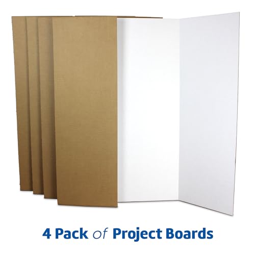 Flipside Products 36” x 48” White Trifold Presentation Boards - 4 Pack, Clay White