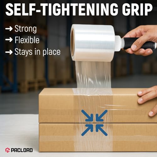 5” x 1000’ Stretch Wrap Mini 2 Rolls with Handle – Clear Plastic Film