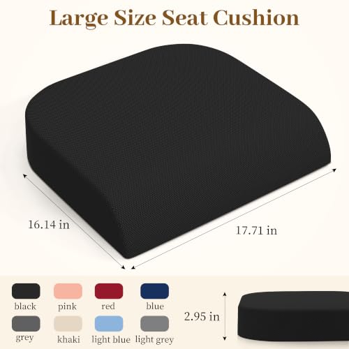 Black 3-Inch Memory Foam Seat Cushion for Office Chair - TranquilRelax Large