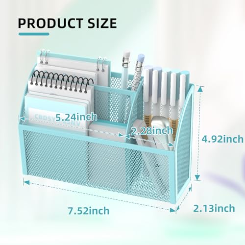 DALTACK Blue 3-Grid Magnetic Pencil Holder - Strong Magnet Locker Organizer