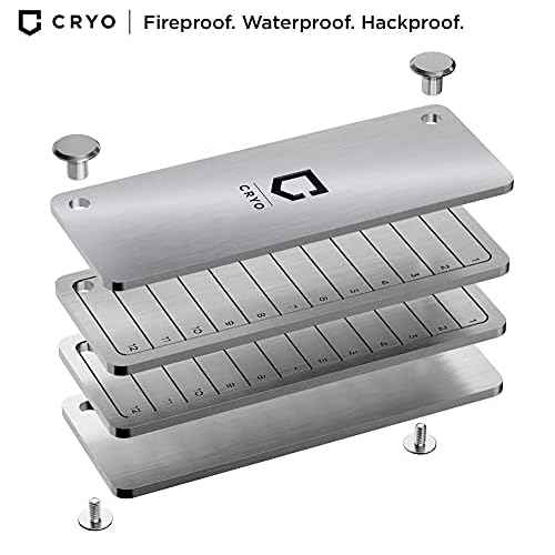 CRYO Crypto Seed Phrase Storage - Bitcoin Stainless Steel Wallet - Crypto Recovery Seed Phrase Backup - Cold Storage Cryptocurrency Backup - Store 12 to 48 Words (SLIM)
