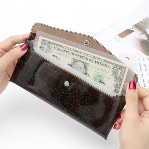 NatSumeBasics Black 6-Tab Cash Envelope Wallet for Budgeting & Organization