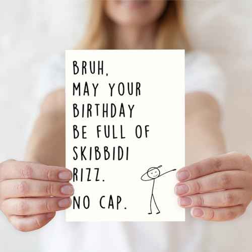 Funny Birthday Card for Boys Girls,10th 13th 14th 15th 16th 18th 21st Birthday Decorations & Gifts for Son Daughter Family Friends,10 to 30 Year Old Birthday Gifts with Gen Z Slang Meme