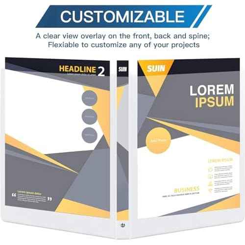Basic 3 Ring Binder -1 or 1/2'' Binders with Roung Ring Binder, Large 100/200 Sheet Capacity, Fit 8.5" x 11" US Letter Size Paper, 12 Pack White (0.5'' White - 12 Packs)