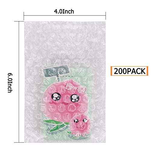 200Pack Bubble Out Bags Pouches 4"x 6" Bubble Pouches Cushioning Packaging Bags, Double Walled Cushioning Bags Thickening Shockproof Foam Bags for Moving, Shipping, and Storage